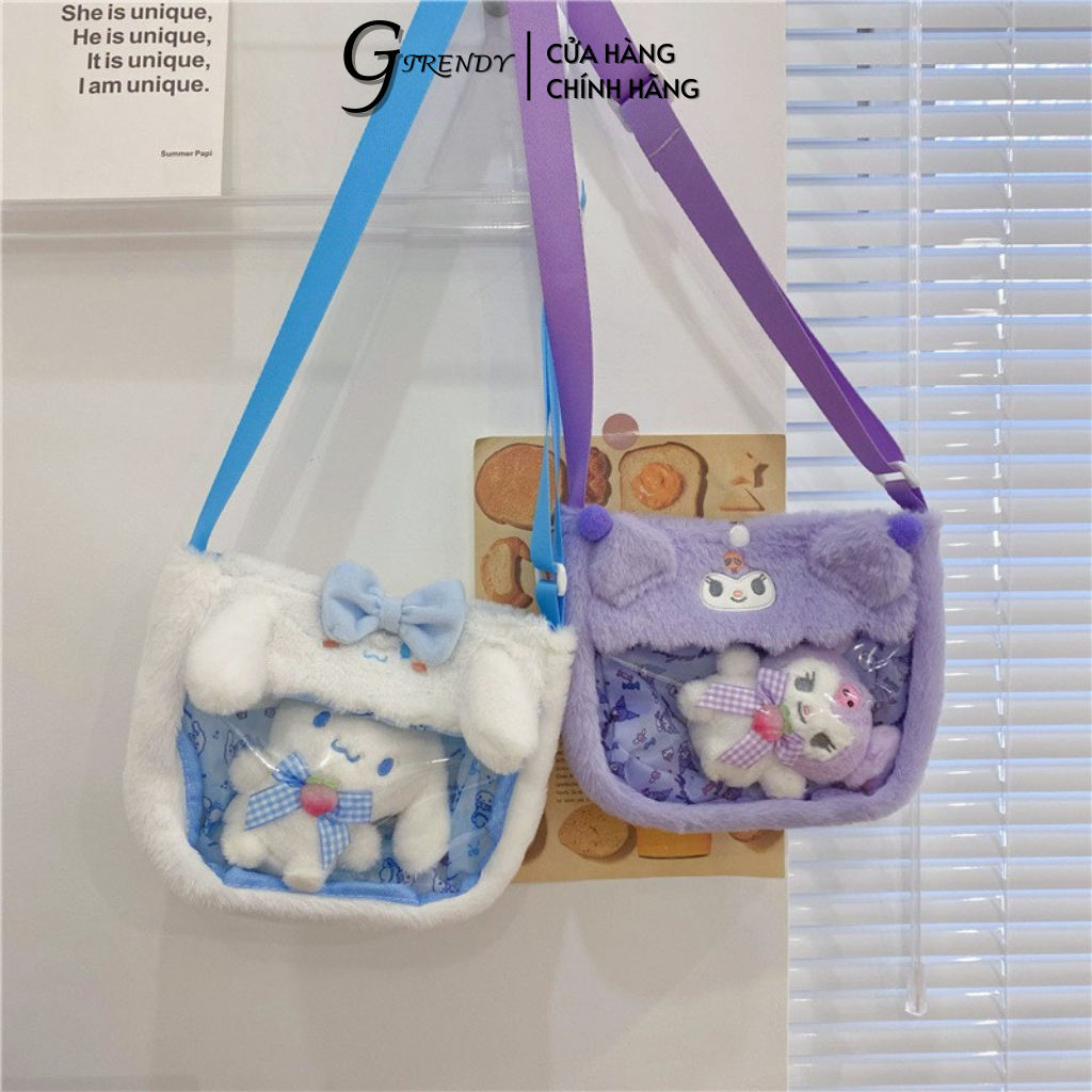 Túi Đeo Chéo Kèm Móc Khoá Kuromi, Melody, Cinnamoroll 22x16x5cm
