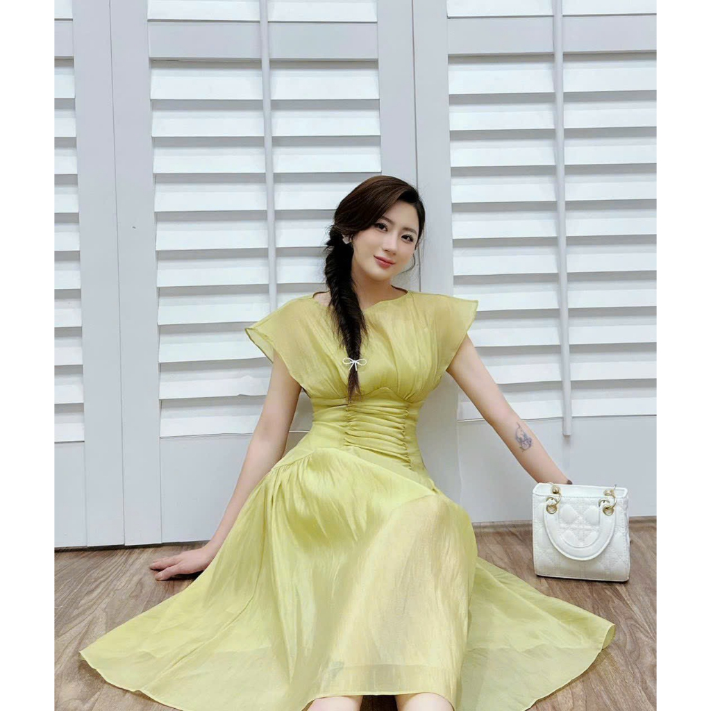 Đầm Nữ Xòe Dự Tiệc Nhún Eo Voan Ánh Tơ Có Lót Sam Closet Phù Hợp Để Tới Công Sở, Đi Làm Hoặc Đi Chơi.