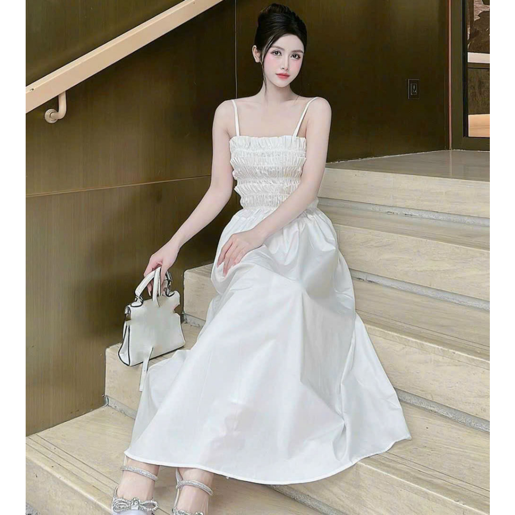 Đầm Nữ Xòe 2 Dây Chạy Chỉ Phối Dây Cột Sau Lưng Sam Closet Phù Hợp Để Tới Công Sở, Đi Làm Hoặc Đi Chơi.