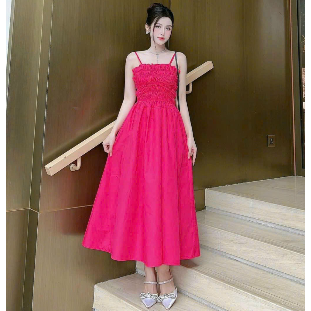 Đầm Nữ Xòe 2 Dây Chạy Chỉ Phối Dây Cột Sau Lưng Sam Closet Phù Hợp Để Tới Công Sở, Đi Làm Hoặc Đi Chơi.