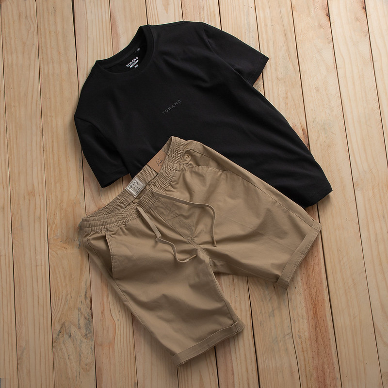 Quần short kaki nam TORANO dáng basic cạp chun bền màu ESBK001