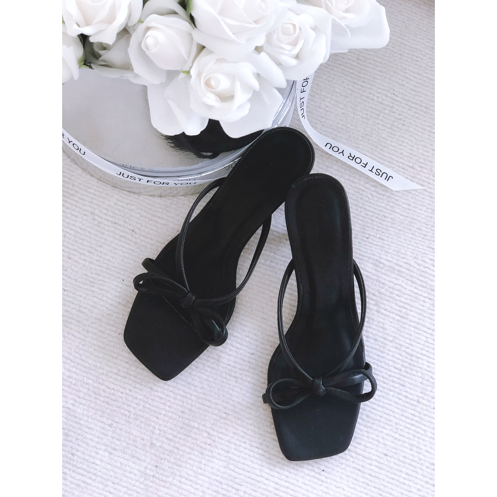 𝐁𝐥𝐚𝐮𝐞𝐁𝐥𝐮𝐦𝐞🦋 Dép lê nơ Blaue Blume gót 4cm