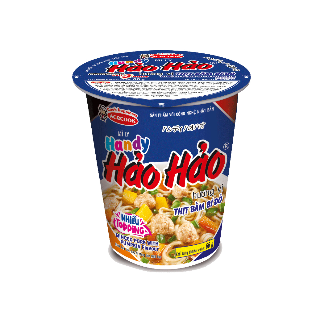Mì Handy Hảo Hảo Chua Cay, Tôm Yum, Thịt Bằm Bí Đỏ, Lẩu Nấm Thập Cẩm Ly 66g/67g