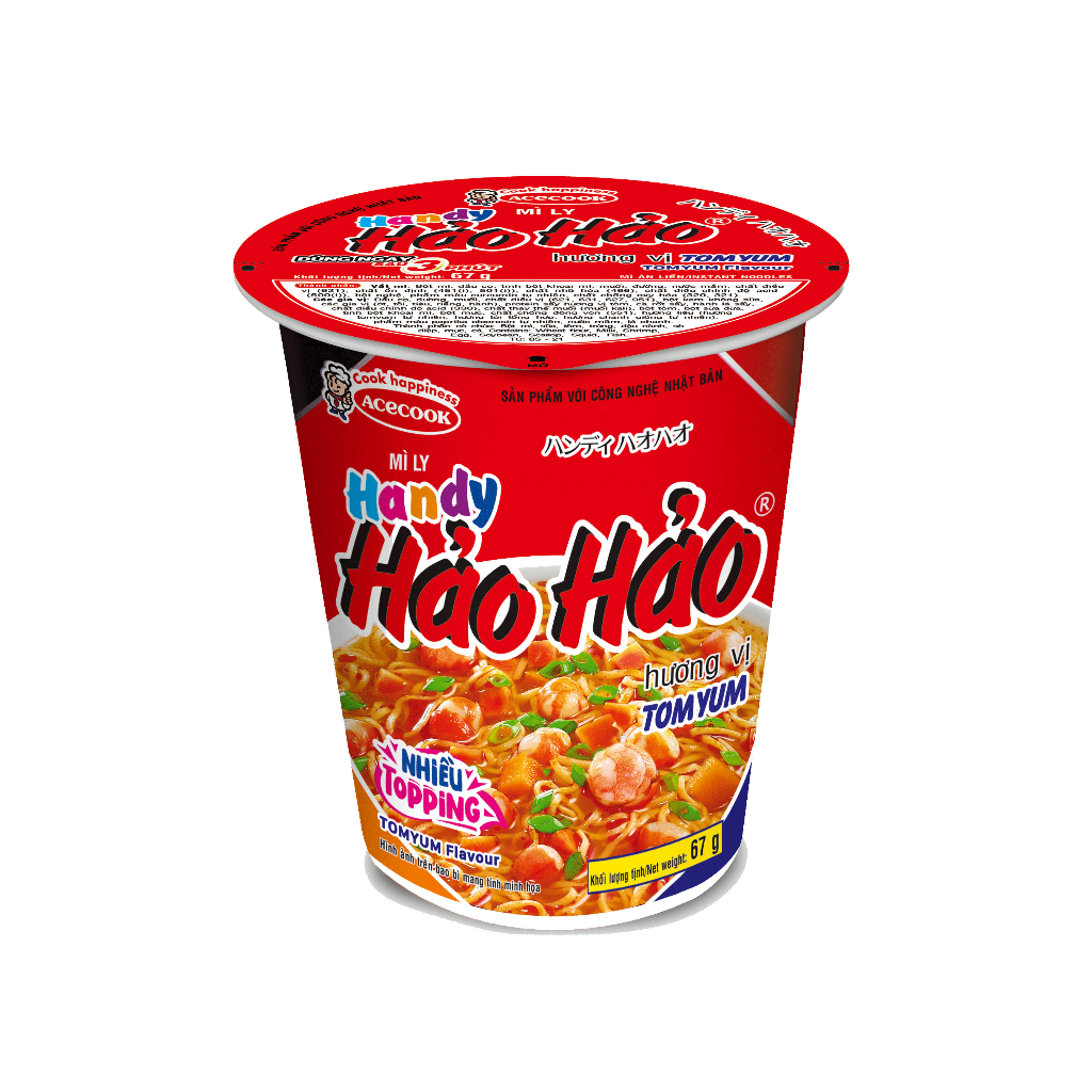 Mì Handy Hảo Hảo Chua Cay, Tôm Yum, Thịt Bằm Bí Đỏ, Lẩu Nấm Thập Cẩm Ly 66g/67g