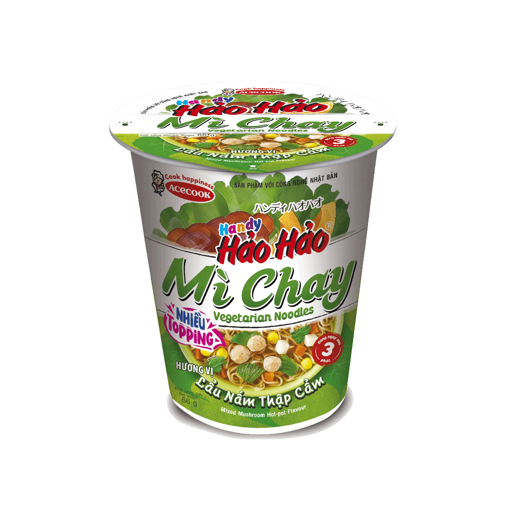 Mì Handy Hảo Hảo Chua Cay, Tôm Yum, Thịt Bằm Bí Đỏ, Lẩu Nấm Thập Cẩm Ly 66g/67g