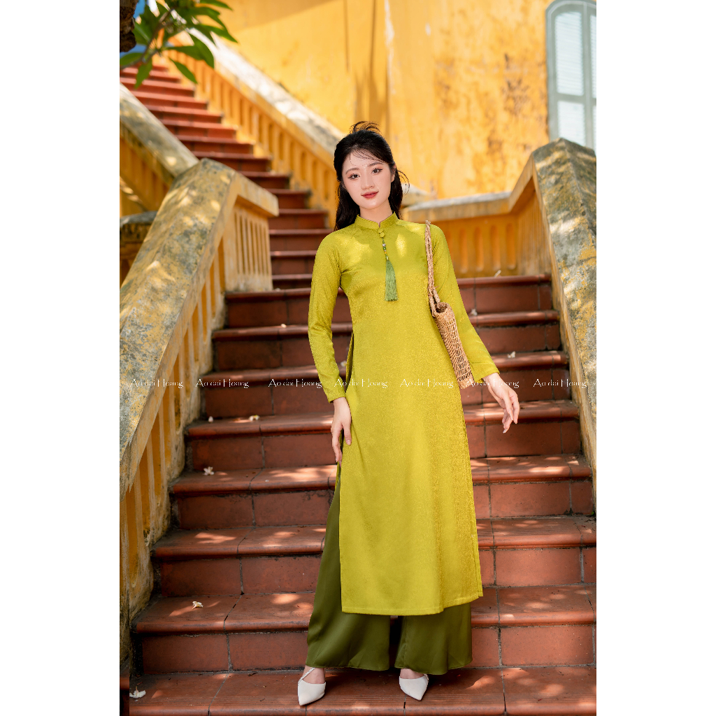 Áo dài cách tân lụa vân chìm, áo dài nữ dáng suông, áo dài đi lễ thiết dài tay cổ tròn tinh tế size 40-70kg