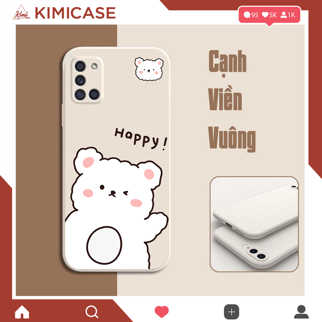 Ốp lưng Samsung A31 / A51 / A71 silicon dẻo cạnh vuông bảo vệ camera đôi gà gấu cute