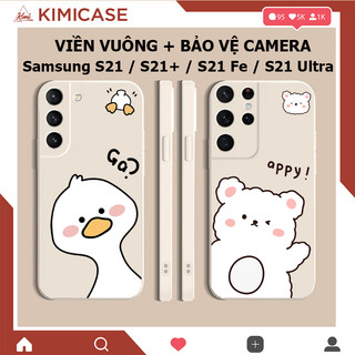 Ốp lưng Samsung S21 / S21+ / S21 Ultra / S21 FE silicon dẻo cạnh vuông bảo vệ camera đôi gà gấu cute