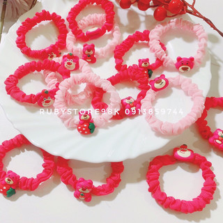 Dây cột tóc scrunchies gắn gấu lotso