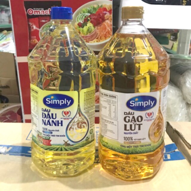 Dầu ăn simply 2L lít - Dầu đậu nành 100% nguyên chất