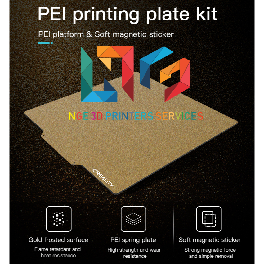 Bộ tấm bàn in mặt nhám PEI Printing Plate Kit Frosted Surface size 255*245*2mm cho máy in 3d CR-6 SE..