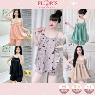 Đồ bộ 2 dây mặc nhà có túi quần lụa latin/lụa xước mềm mịn gợi cảm