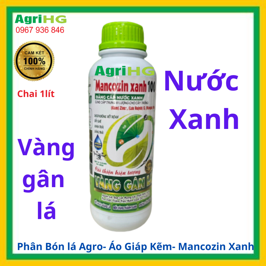 Thuốc trừ bệnh Agro ÁoGiáp Kẽm- Mancozin xanh1 Lit PHÂN BÓN LÁ ÁO GIÁP KẼM ZINC AgriHG