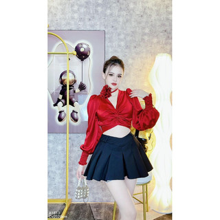 ÁO LỤA XOẮN EO KÈM HOA