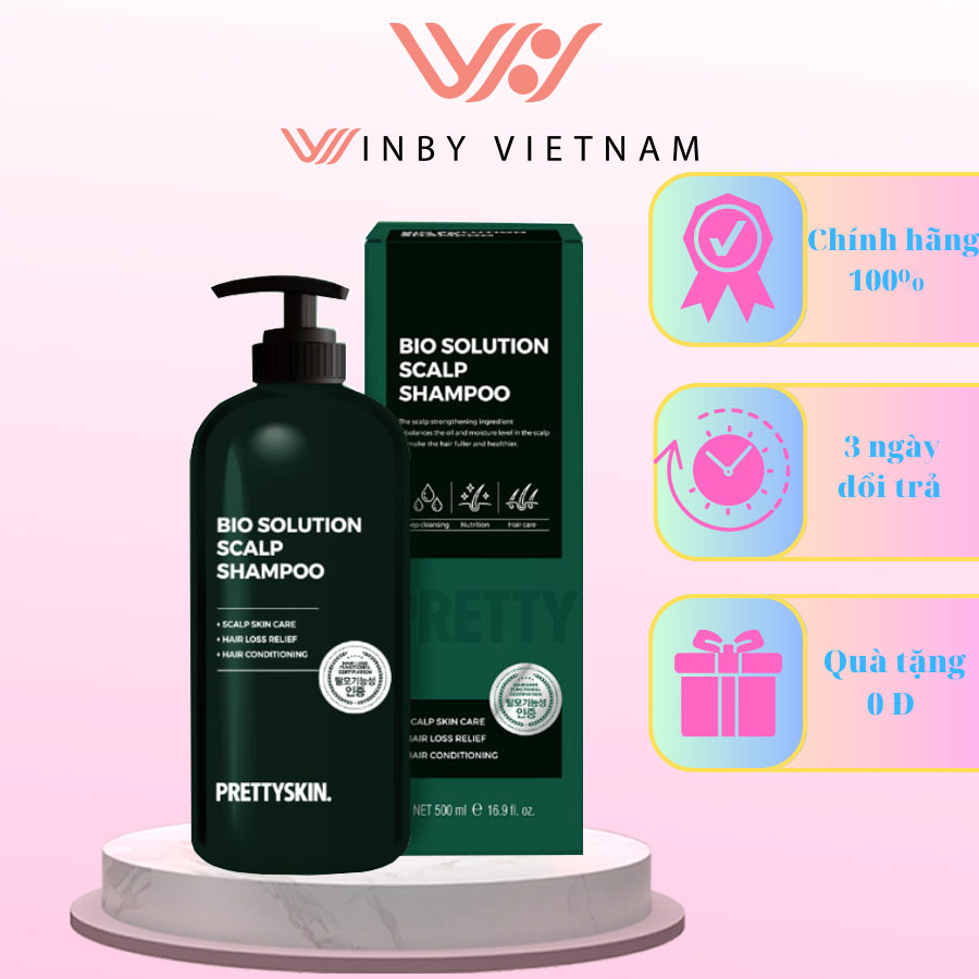 Dầu Gội Bio Solution Scalp Shampoo Pretty Skin, Chống Rụng Tóc, Kích Thích Mọc Tóc Hiệu Quả - 500ml