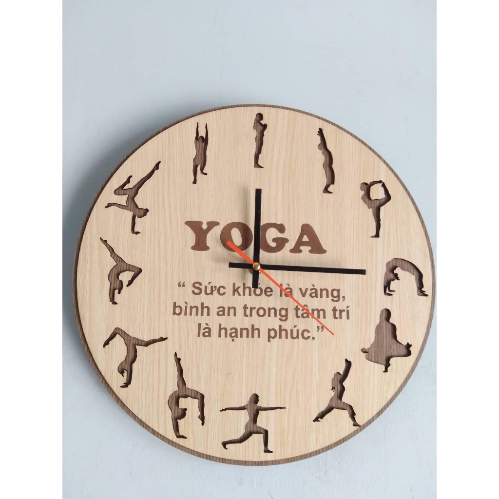 (Mẫu Mới) Đồng Hồ Treo Tường Yoga Nghệ Thuật Khắc Logo Theo Yêu Cầu