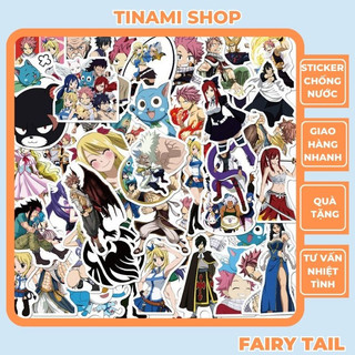 Bộ 50 Hình dán anime Sticker Fairy Tail Hội đuôi tiên trọn bộ hình dán không thấm nước mực in sắc nét trang trí