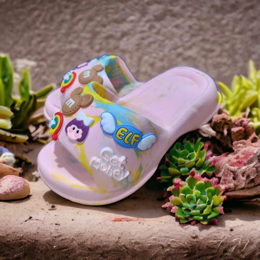 Dép bánh mì đế cong cho bé siêu dễ thương hình chuột Mi màu cầu vòng