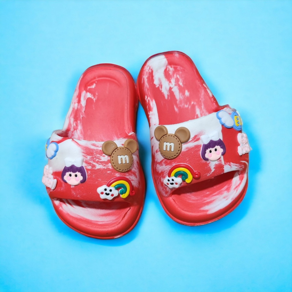 Dép bánh mì đế cong cho bé siêu dễ thương hình chuột Mi màu cầu vòng