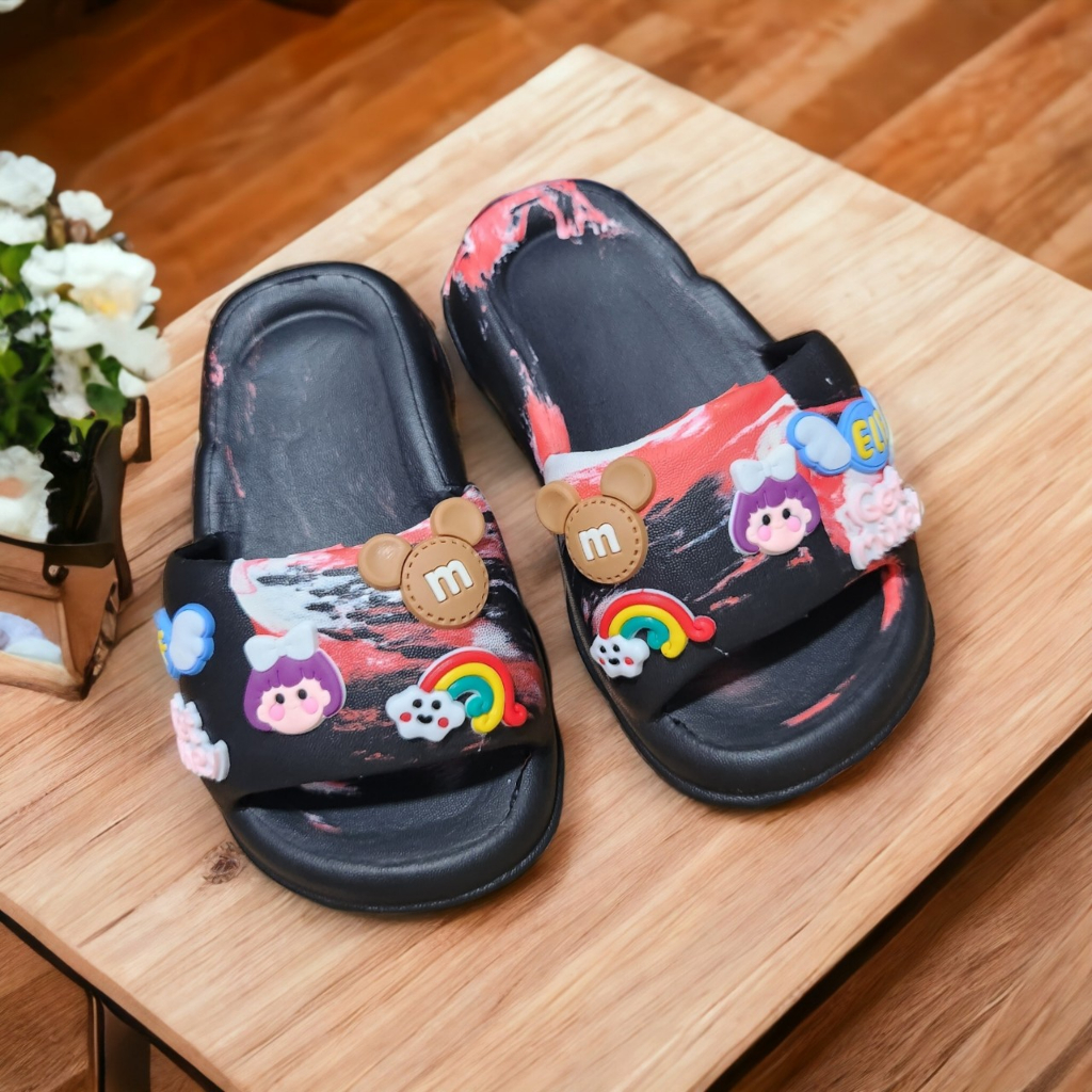 Dép bánh mì đế cong cho bé siêu dễ thương hình chuột Mi màu cầu vòng