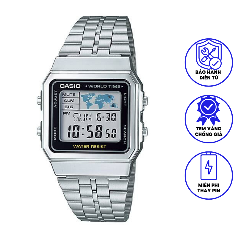 Đồng hồ nam dây kim loại CASIO A500WA-1DF chính hãng