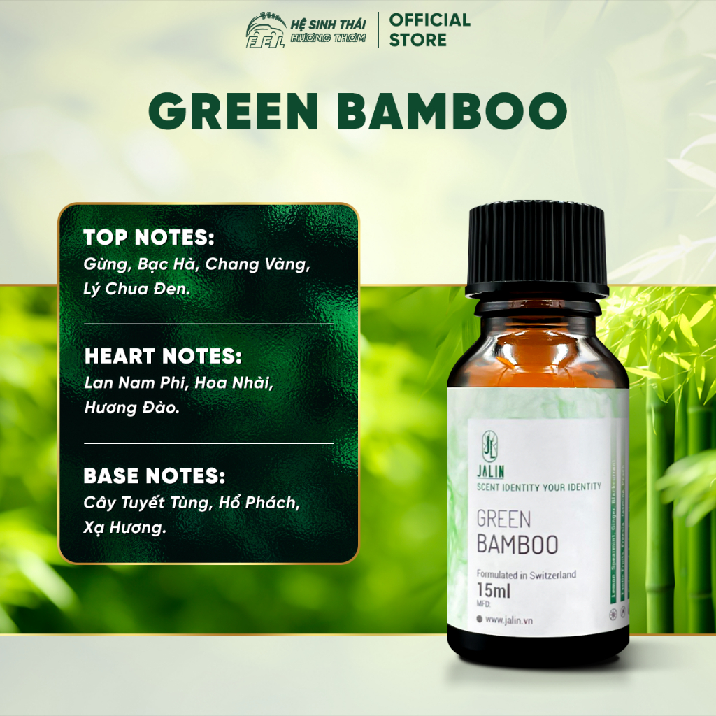 Tinh Dầu Nước Hoa Jalin Green Bamboo (Hương Thơm Rừng Xanh) - 15ml/50ml/110ml