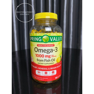Viên uống dầu cá hương chanh Spring Valley Omega 3 1000mg 180 viên _ Livestream tại Mỹ
