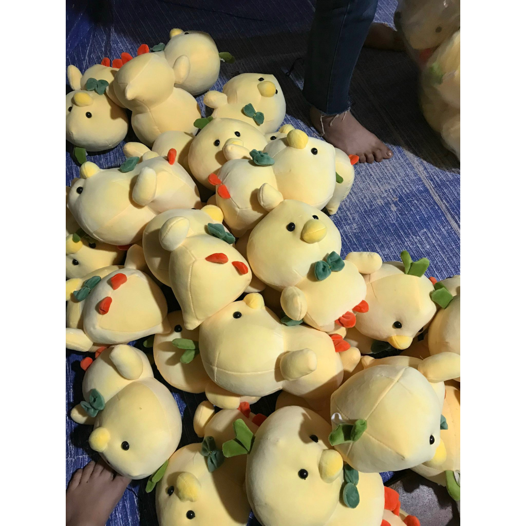 Gấu bông gà nơ màu vàng siêu dễ thương