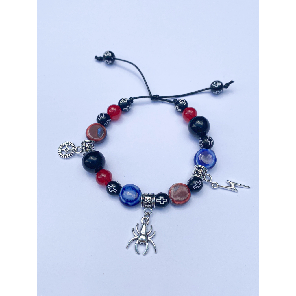 JOMÉ SPIDERMAN BRACELET_Vòng tay nam nữ handmade bằng hạt gốm, hạt nhựa,hợp kim và thép không gỉ