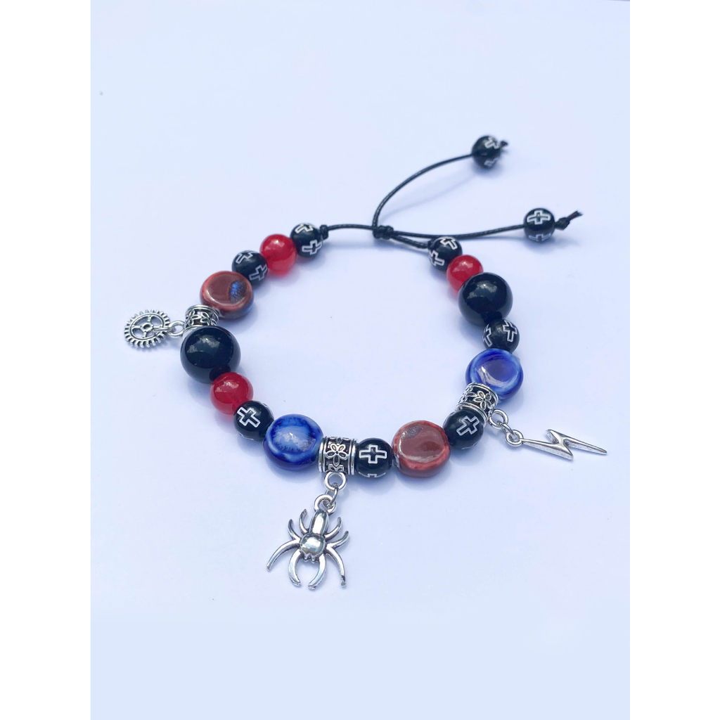 JOMÉ SPIDERMAN BRACELET_Vòng tay nam nữ handmade bằng hạt gốm, hạt nhựa,hợp kim và thép không gỉ