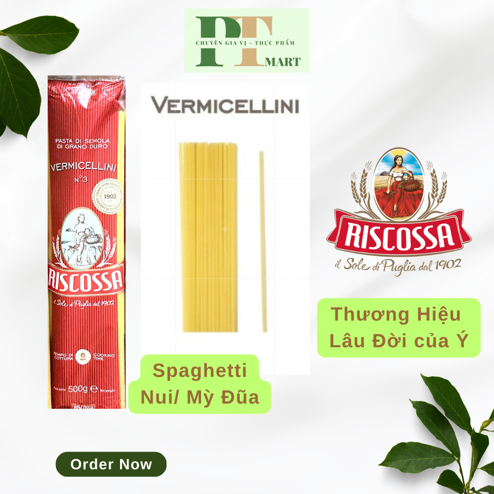 Mì Ý Spaghetti Riscossa HSD.2026 Italy Cao Cấp gói 500g. Nui đũa Ý số 3