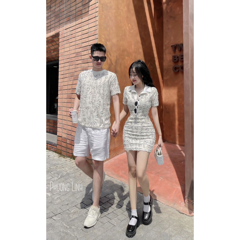 Set Đôi Nam Nữ Áo Phông Váy body hot hit
