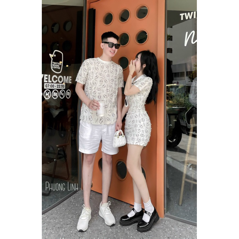 Set Đôi Nam Nữ Áo Phông Váy body hot hit