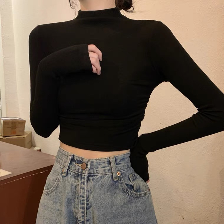 Áo Croptop Cổ Lọ Kiểu Dáng Ôm Chất Thun Lạnh Mịn Mát Ôm Body RYSO FASHION