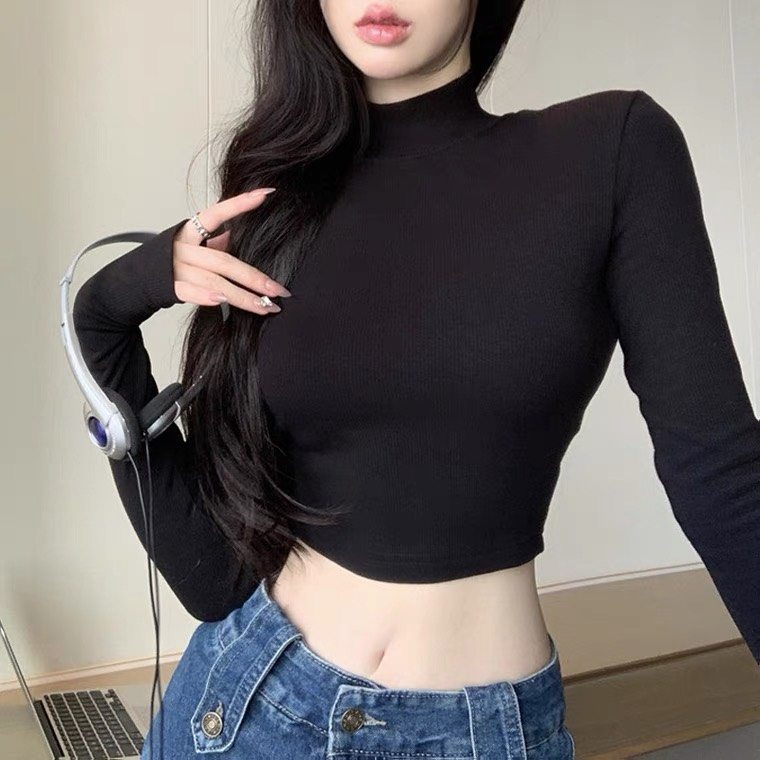 Áo Croptop Cổ Lọ Kiểu Dáng Ôm Chất Thun Lạnh Mịn Mát Ôm Body RYSO FASHION