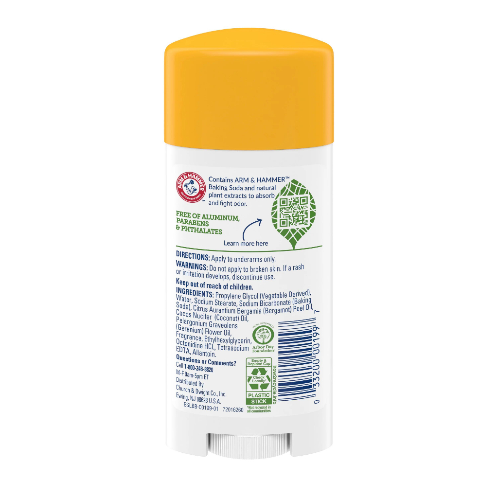 Lăn khử mùi Arm & Hammer Essentials Coconut Geranium sáp trong khử mùi cơ thể 71g