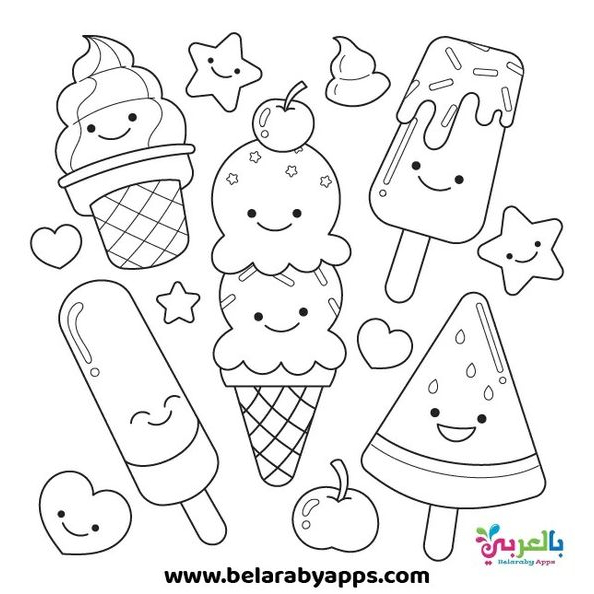 Set 10 Tờ Tranh Tô Màu Chủ Đề Bánh Và Kem Cho Bé - Kho Nhà Mình