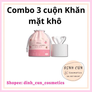 COMBO 3 cuộn KHĂN MẶT KHÔ dùng 1 lần, tẩy trang lau khô lau ướt, khăn lau mặt trái đào siêu kute