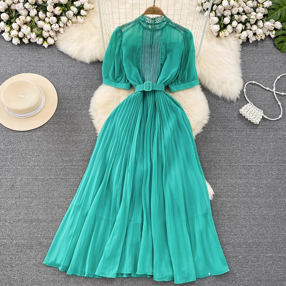 Đầm tay ngắn cổ tròn có lót trong voan siêu xinh