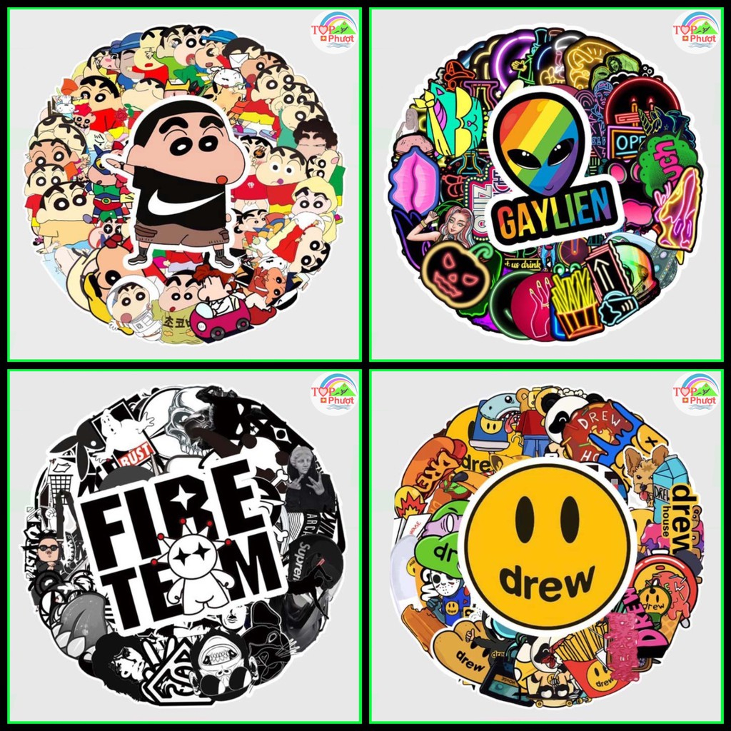 Sticker cute dán mũ bảo hiểm trang trí vali laptop - Nhiều chủ đề chống nước cao cấp