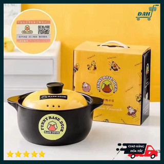 Nồi đất tráng men kho cá, kho thịt 4.5L. Nồi sứ vịt vàng, chống dính, chịu nhiệt, dễ vệ sinh