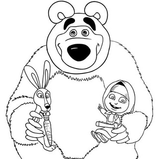 Set 10 tờ tranh tô màu gấu masha và em bé - kho nhà mình