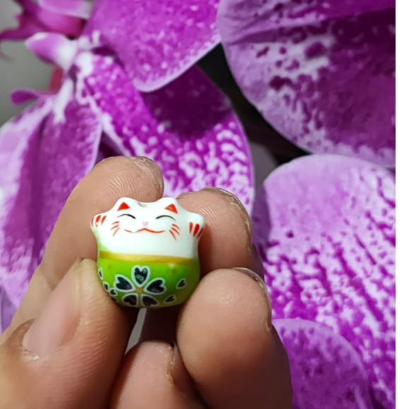 Mèo sứ May Mắn màu đỏ Dùng Làm Vòng Tay / Vòng cổ