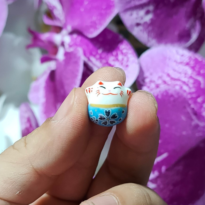 Mèo sứ May Mắn màu đỏ Dùng Làm Vòng Tay / Vòng cổ