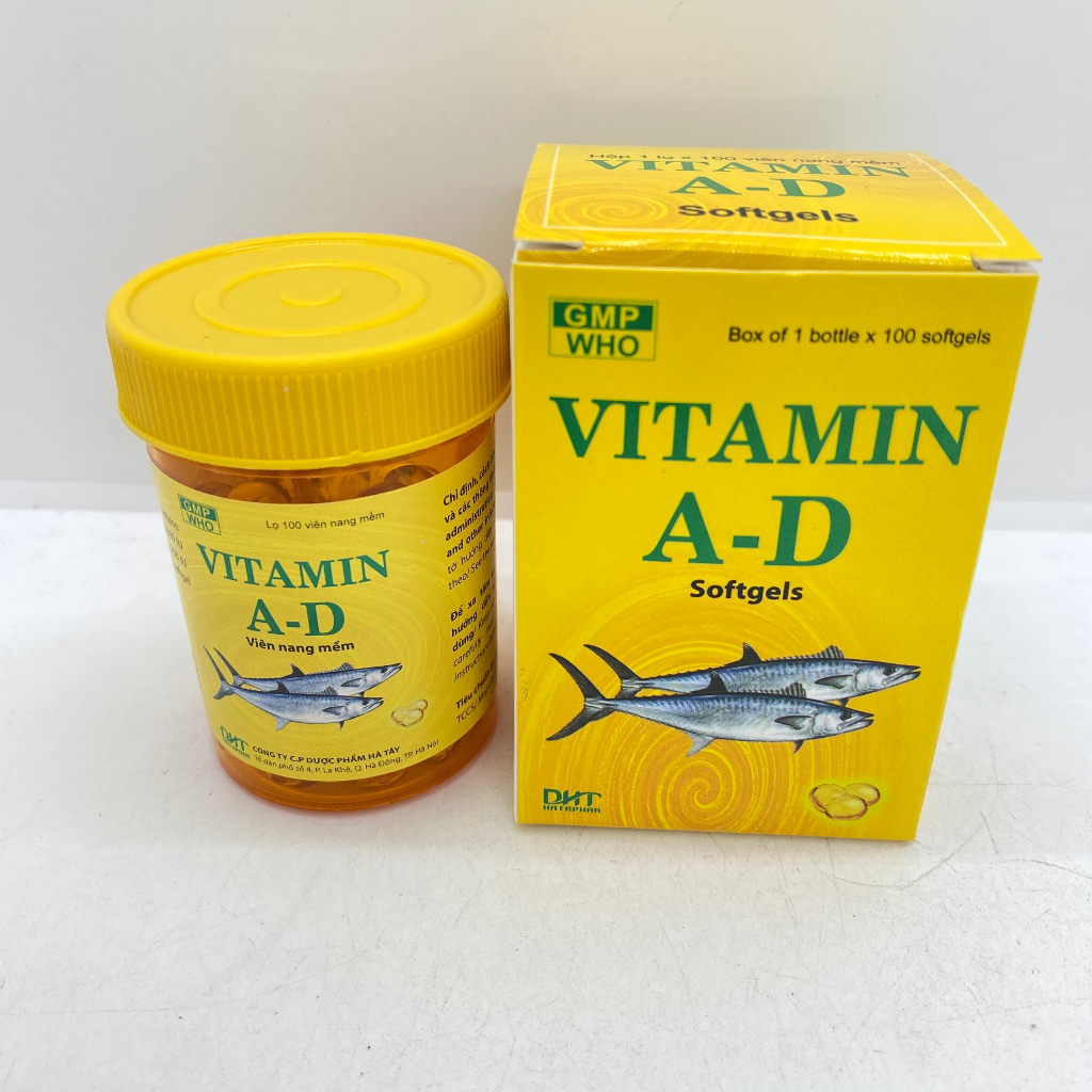 Viên dầu cá AD bổ sung vitamin a-d lọ 100 viên HÀ TÂY