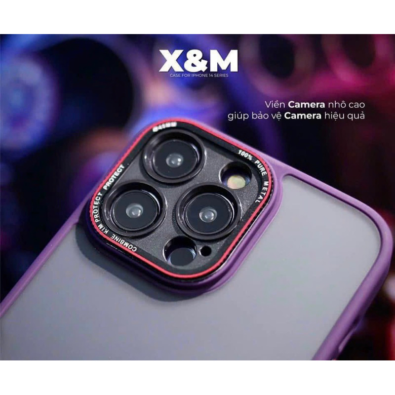 Ốp lưng X&M nhám bảo vệ camera cho iPhone 14 Pro Max/ 14 Pro/ 13 Pro max/ 12 Pro max chống vân tay bảo vệ máy siêu đẹp