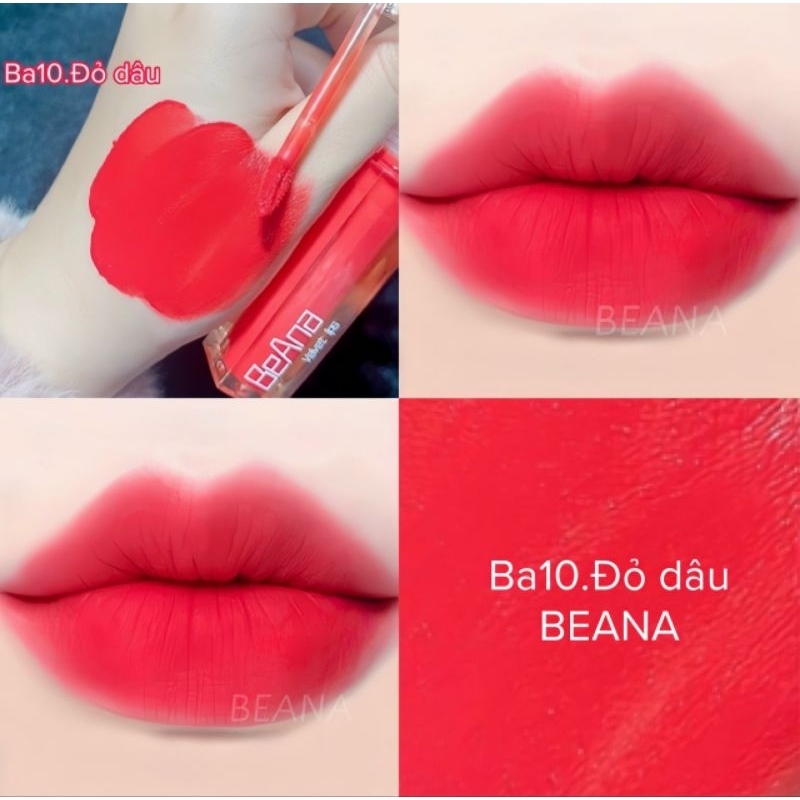 Son đỏ dâu son đỏ tươi, son đỏ cherry son beana chính hãng son kem lỳ không trôi, không gây khô môi