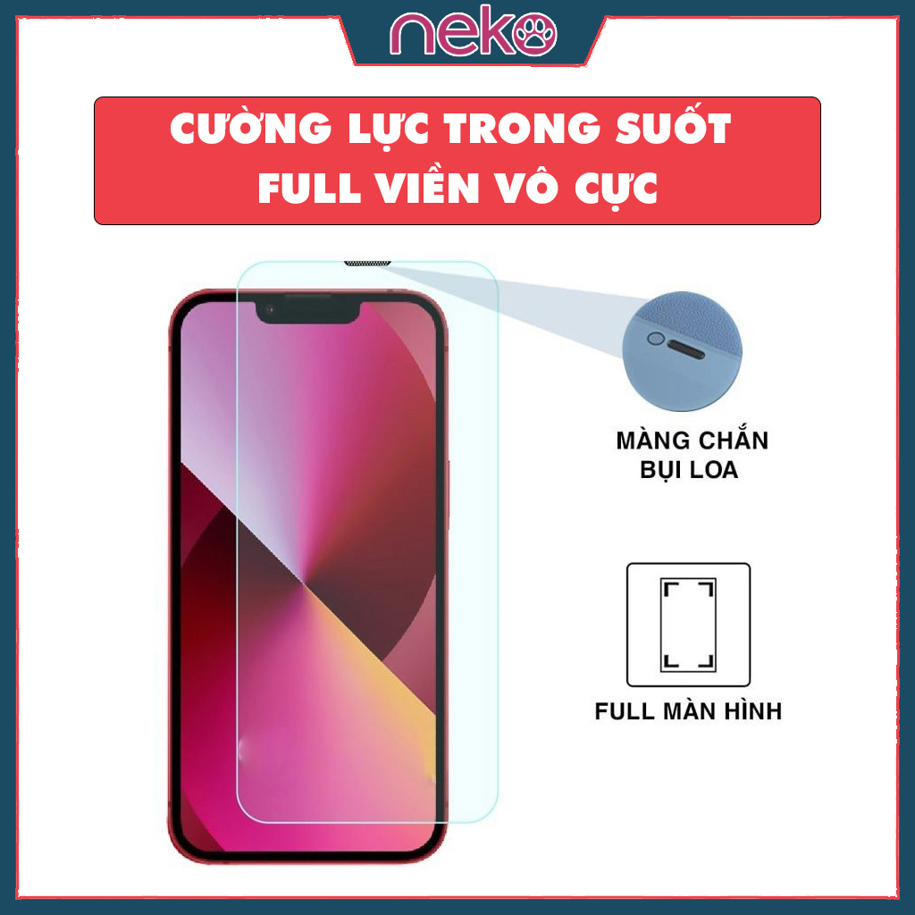 Kính Cường Lực Iphone Full Viền Trong Suốt Không Viền Đen Có Màng Loa Cao Cấp [Cường Lực Vô Cực]