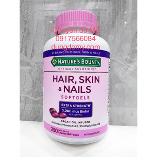 Date t2/2024_viên uống đẹp da, tóc, móng nature's bounty hair skin nail 250 viên của mỹ