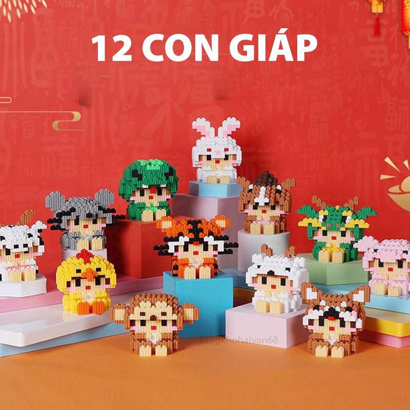 Bộ lắp ráp lego mini 12 con giáp giá rẻ cho bé siêu xinh